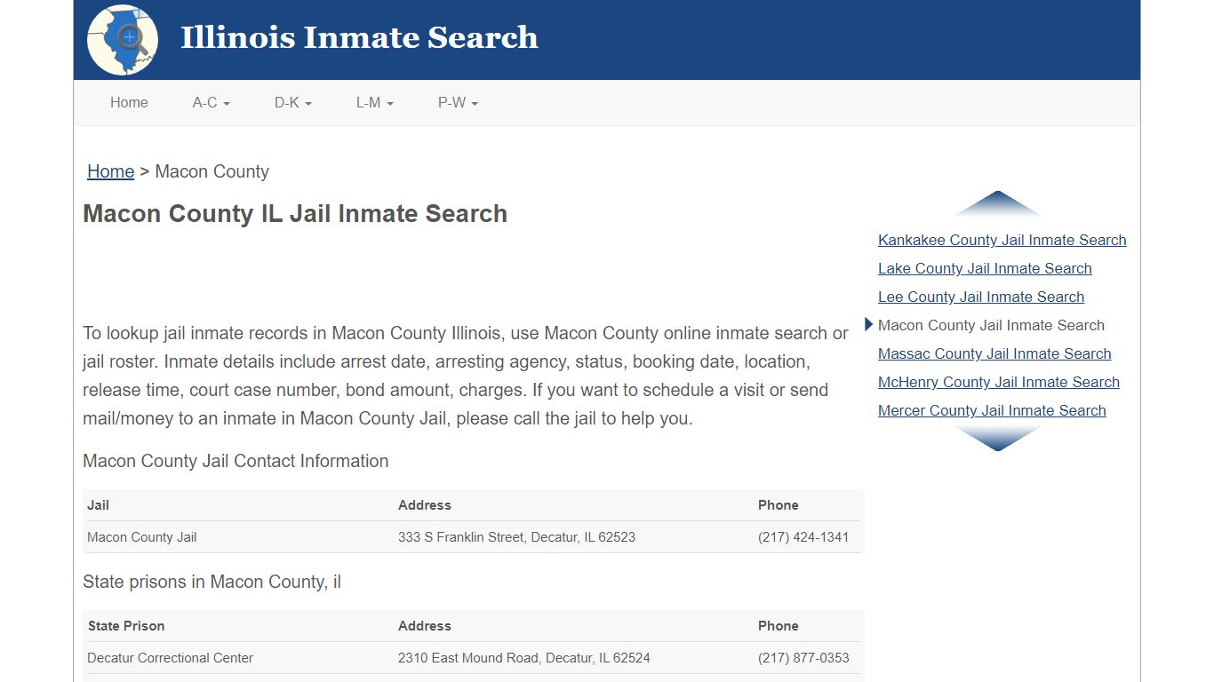 Macon County IL Jail Inmate Search